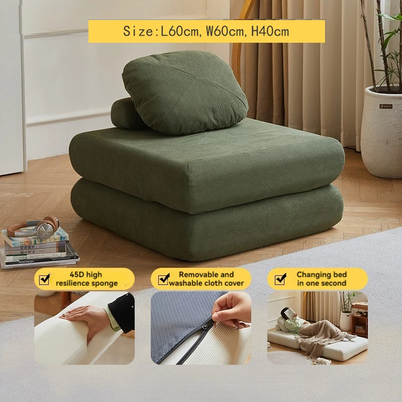 Kompaktes Stoffsofa Schlafsofa Tatami Klappsofa Samt Sofa Möbel Wohnzimmer - Bild 3 von 11