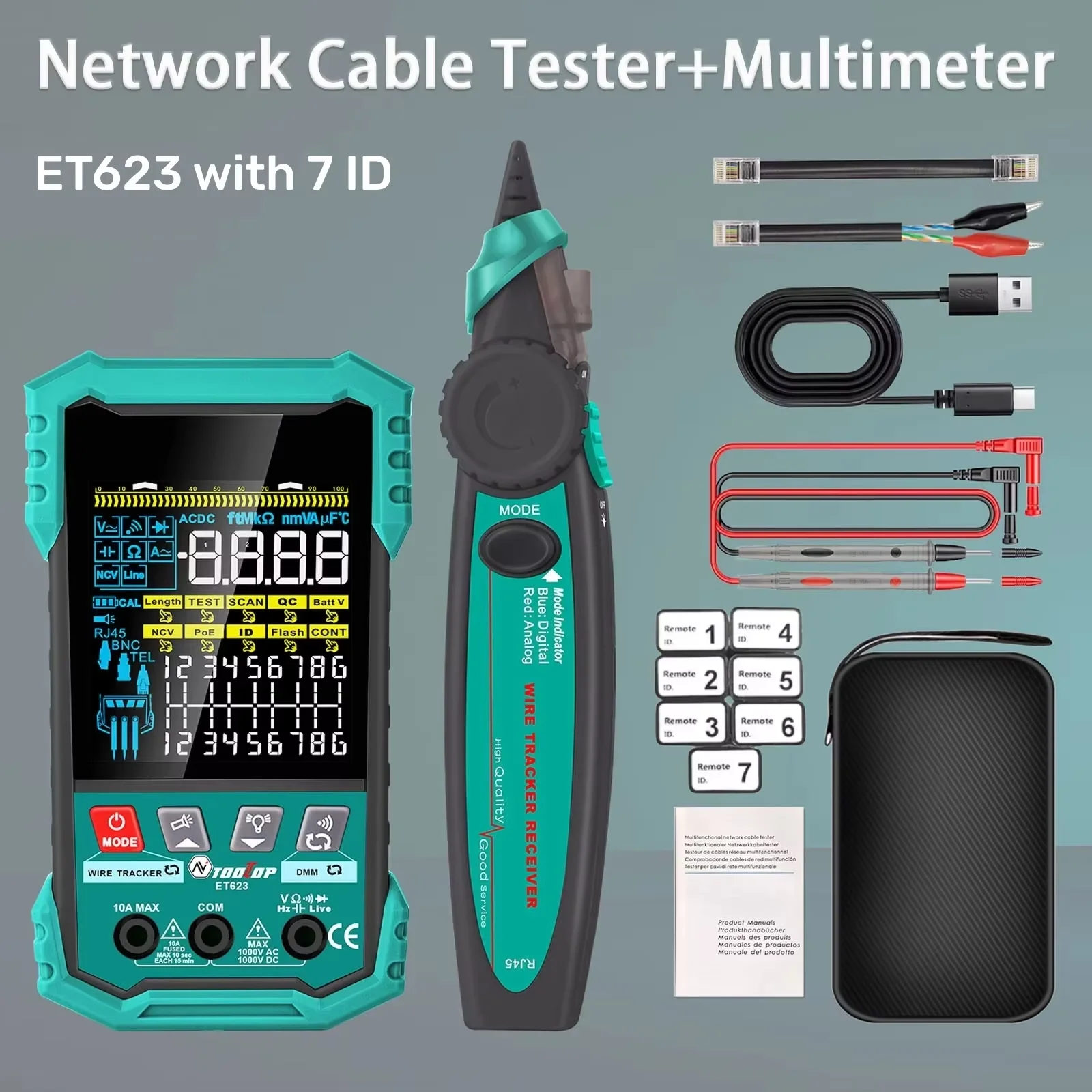 Netzwerkkabeltester LAN Kabelprüfer Kabelmapping POE Kurzschluss Test - Bild 9 von 12