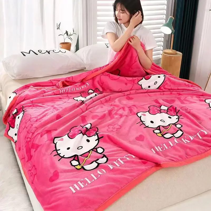 Hello Kitty Cartoon-Decke Kinderwäche Flanell Sofabezug Bettüberwurf - Bild 8 von 12