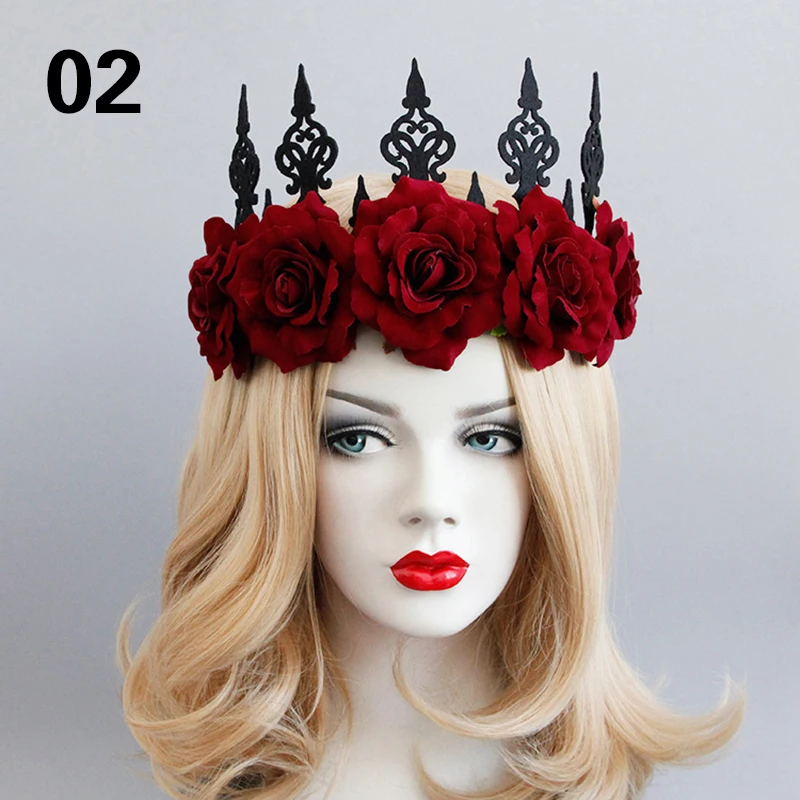 Vintage Gothic Hexenkopf Kranz Rosen Tiara Stirnband Cosplay Party - Bild 12 von 15