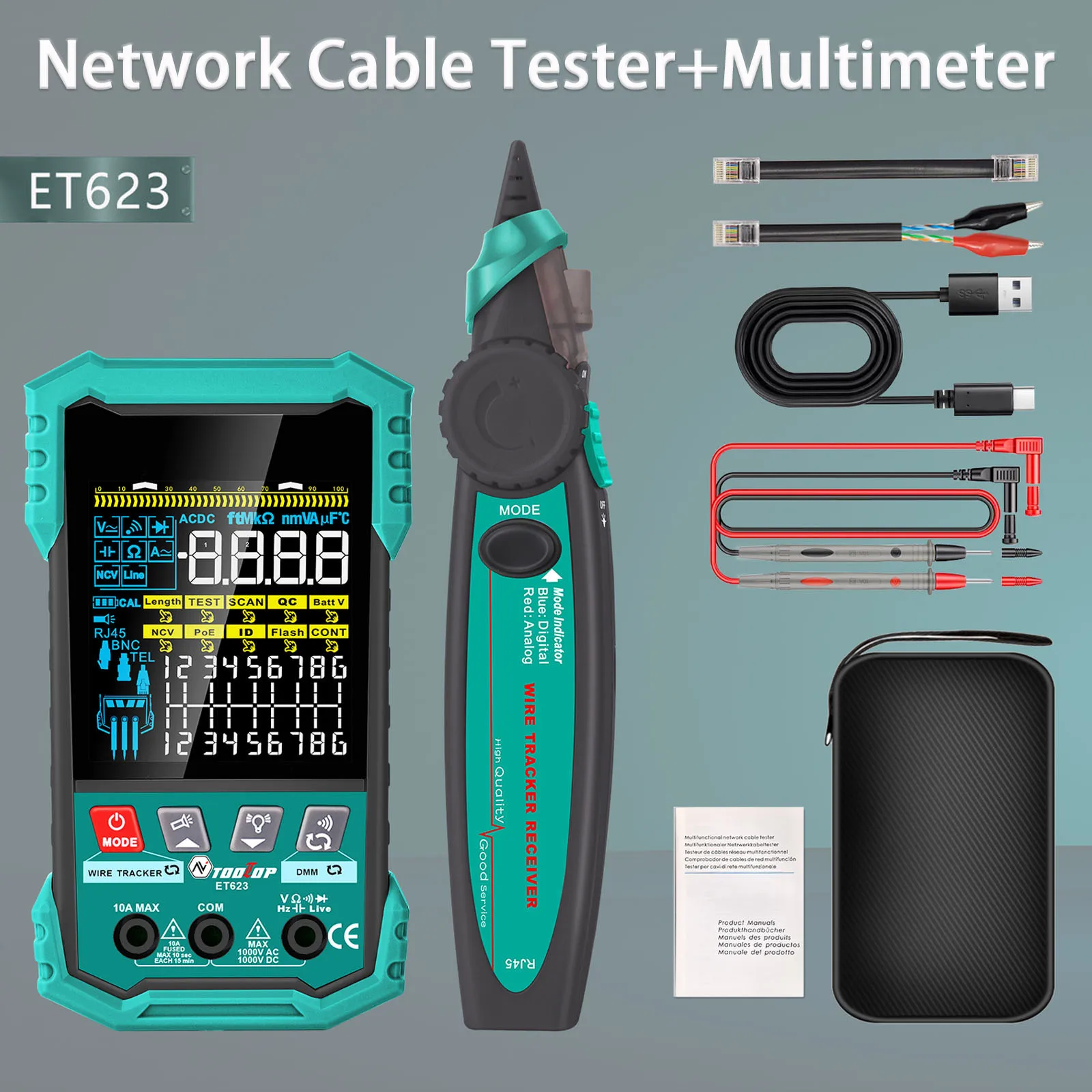Netzwerkkabeltester LAN Kabelprüfer Kabelmapping POE Kurzschluss Test - Bild 8 von 12