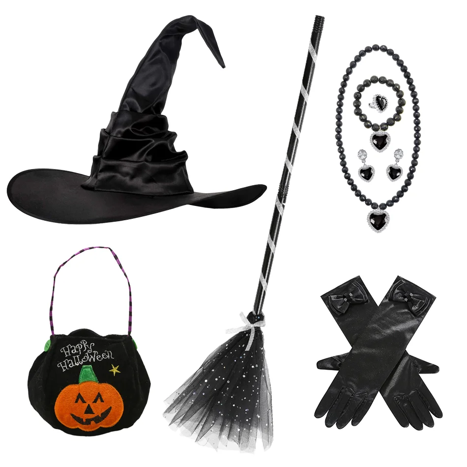 Halloween-Mädchenkostüm Netzstoff Flauschiges Kleid mit Umhang Horror - Bild 7 von 7