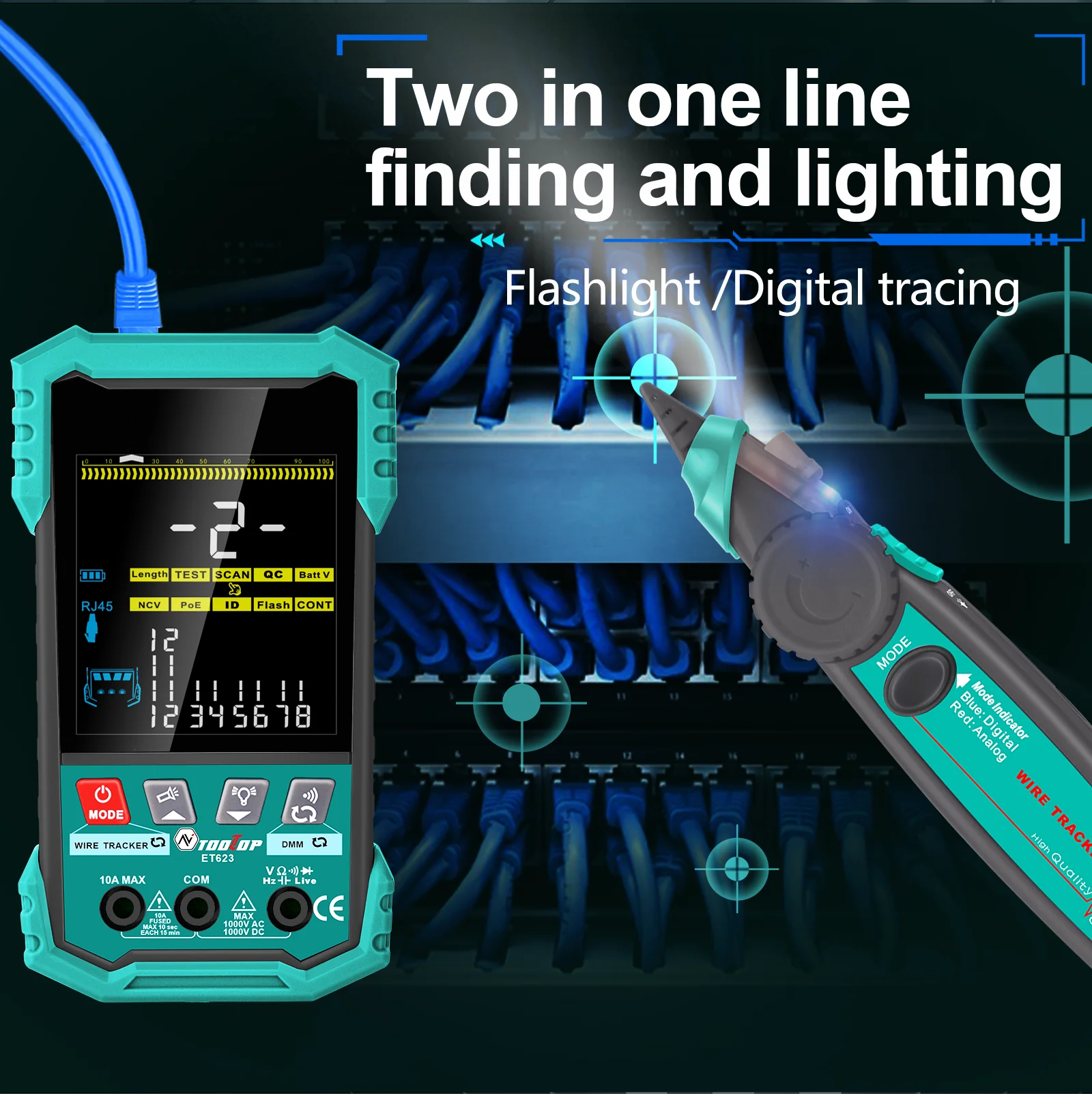 Netzwerkkabeltester LAN Kabelprüfer Kabelmapping POE Kurzschluss Test - Bild 2 von 12