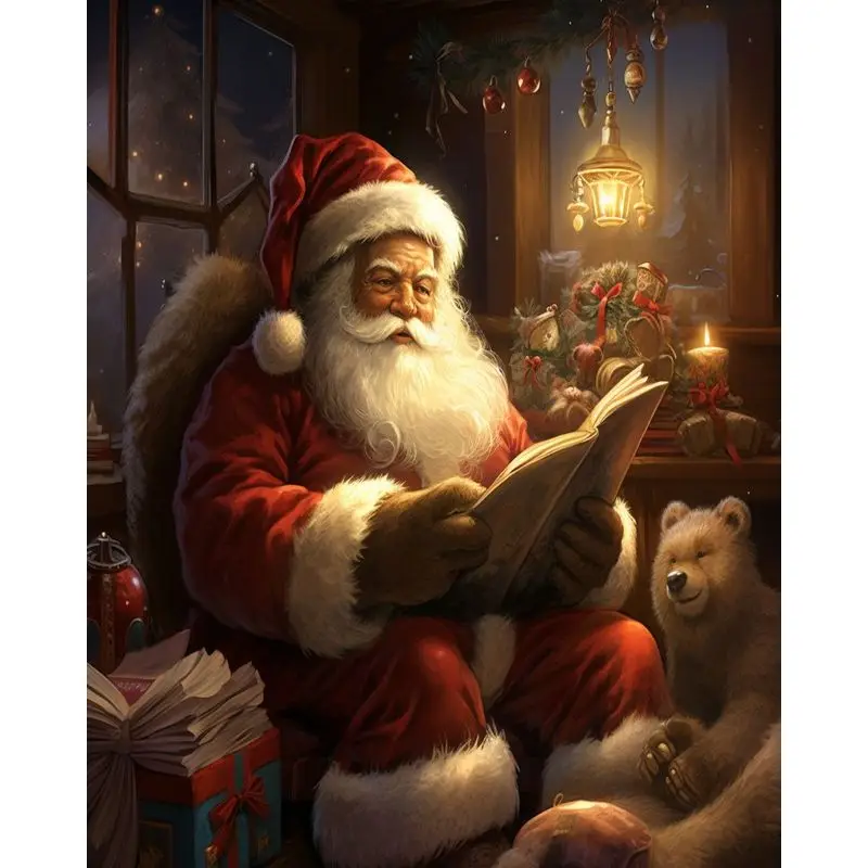 Malerei nach Zahlen Santa Claus Kunst Set Leinwand Acryl DIY Dekoration