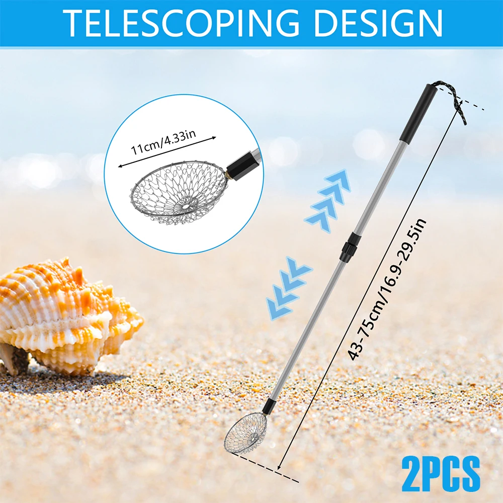 Strandsandsieb Teleskop Muschelschaufel Metall tragbar Verstellbar