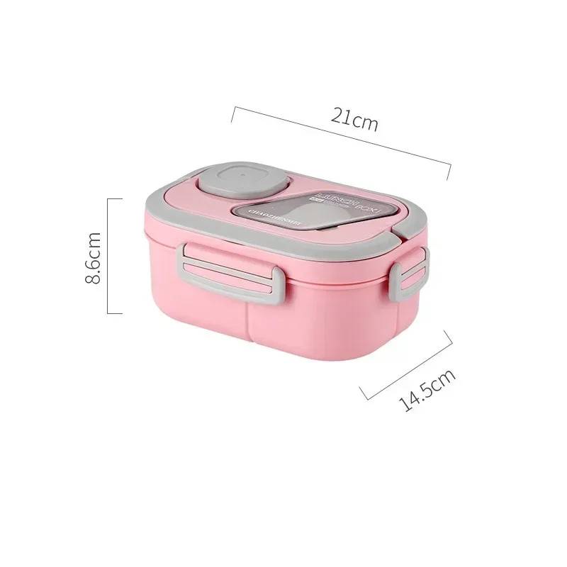 Doppelschichtige Lunchbox mit Gewürzfach tragbar l u Edelstahloptik