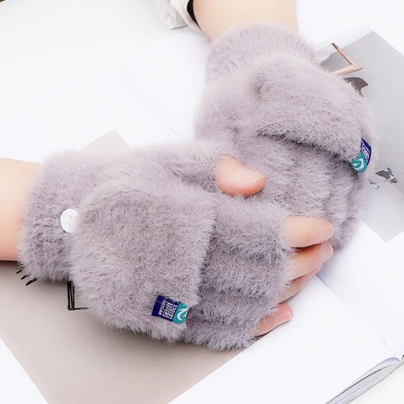 Plüsch Fingerlose Handschuhe Damen Warme Winter Sport Outdoor