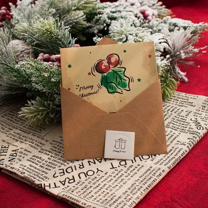 Retro Kraftgeschenkkarte DIY Set Handgeschrieben Weihnachtsgruß Neujahrskarte