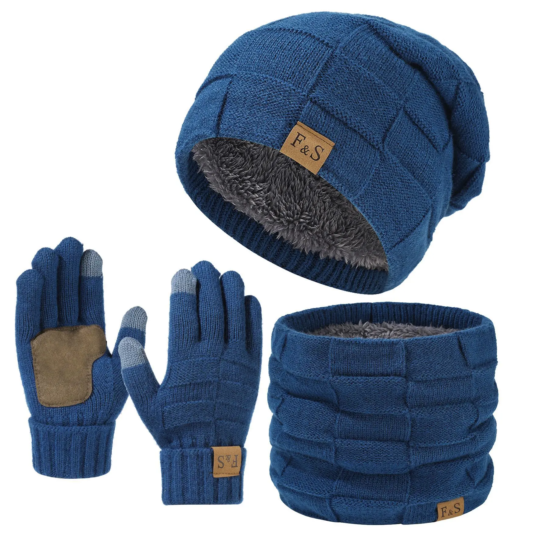Winterwarmes Mütze Schal Handschuh Set Damen Herren Lässige Mode