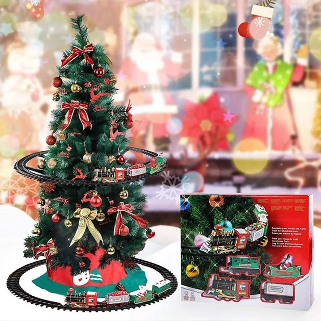 Elektrischer Weihnachtszug Set Dekoration Kinderparty Geschenk festliche