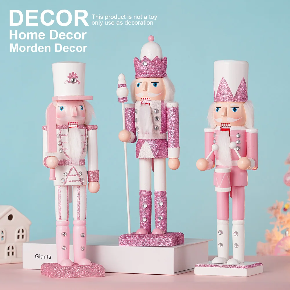 Rosa Holz Nussknacker Figuren Weihnachtsdeko Flach Boden Handwerkskunst