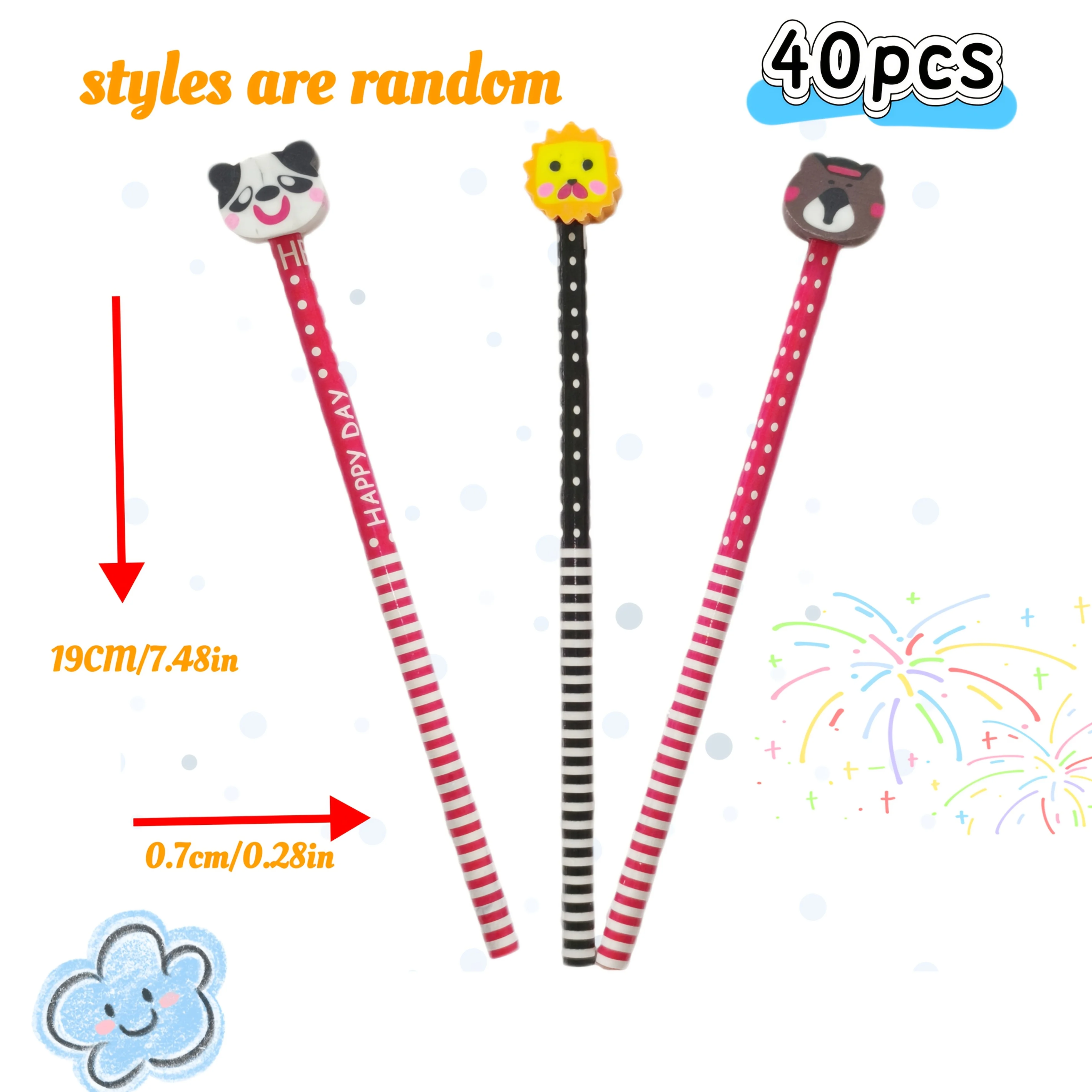 Bleistift Set 40 Stück Tierdesign Bunt Radiergummi austauschbar Hobby